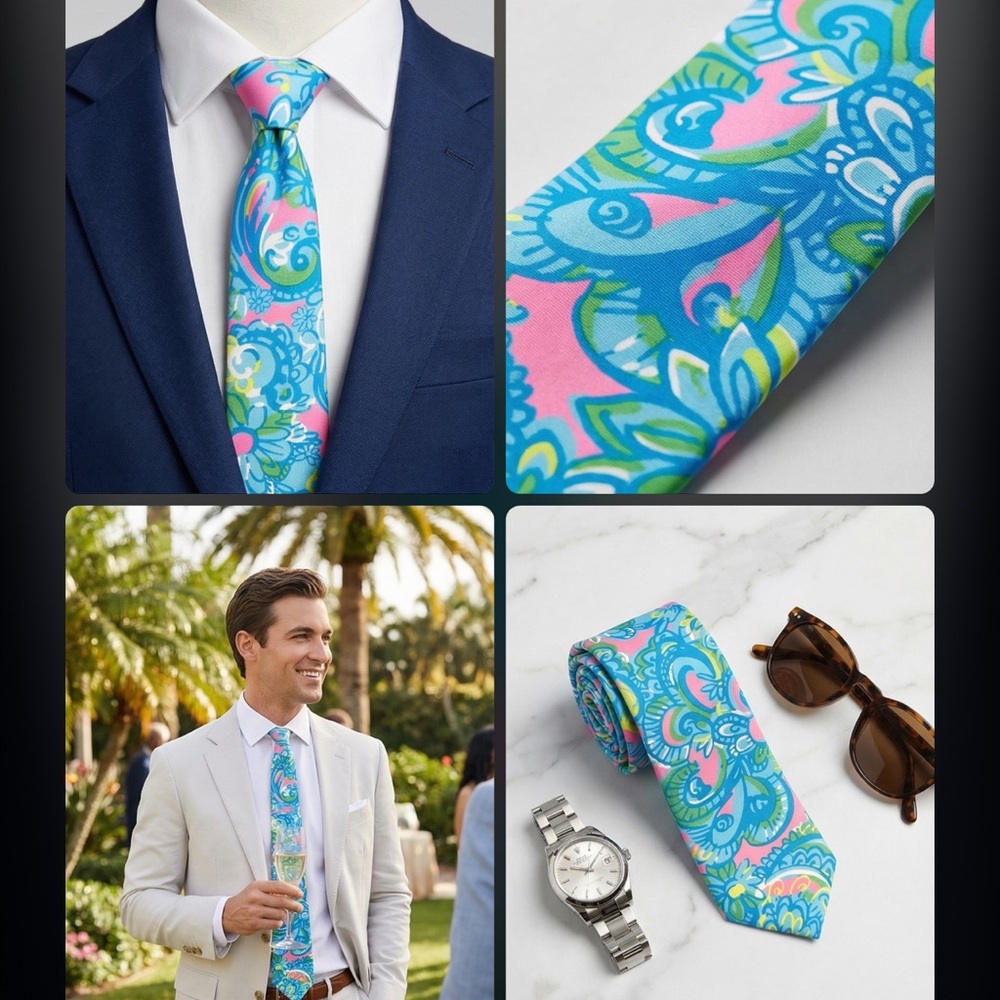 Floral Paisley Tie - Blue & Pink